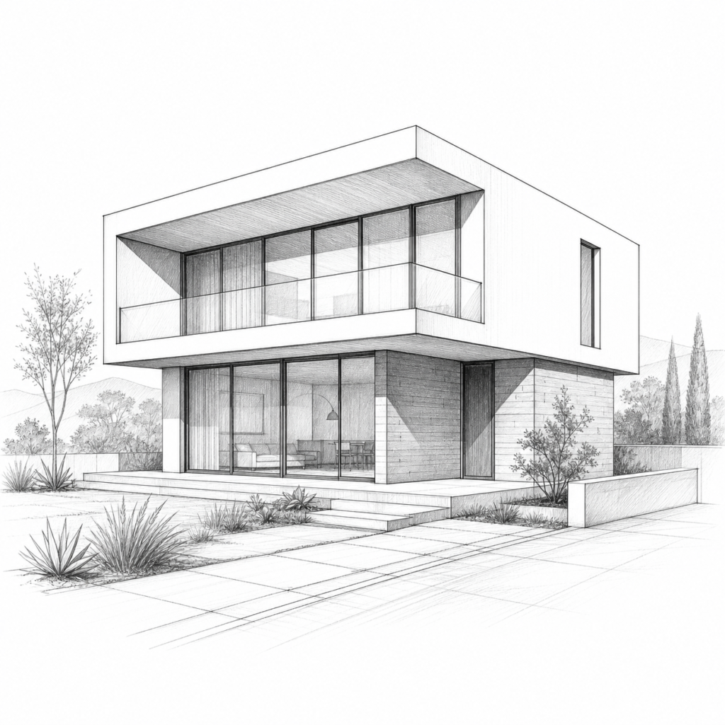 Representación de vivienda unifamiliar en JMR Estudio. Arquitectos en Toledo.