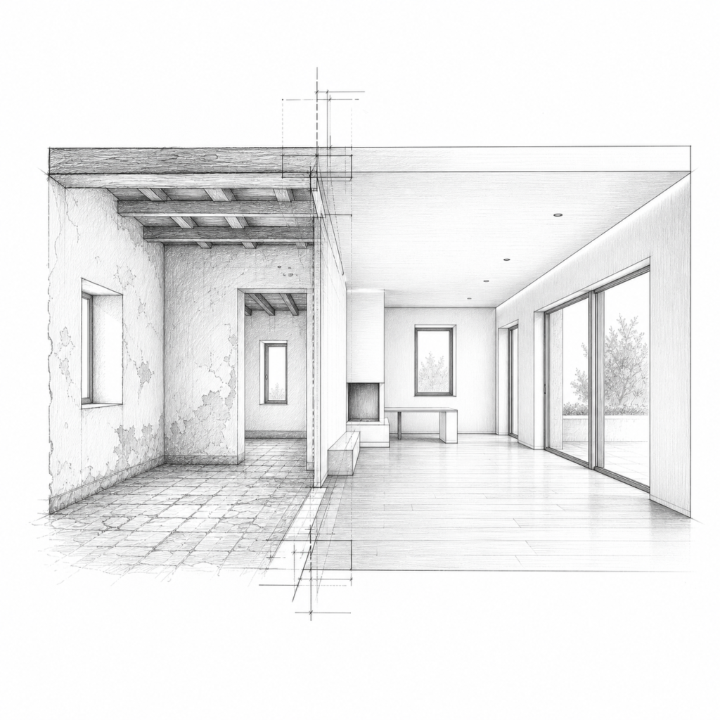 Representación de rehabilitación y reforma en JMR Estudio. Arquitectos en Toledo.